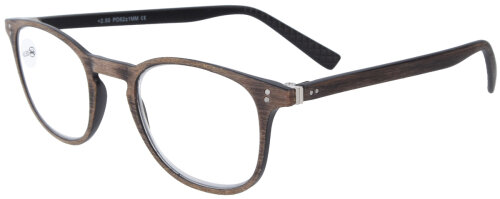 Klassische Fertiglesebrille CEDAR in Braun mit Federscharnier und Einstecketui in vers. Stärken