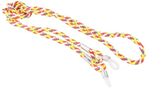 Flechtbrillenkordel mit Silikonschlaufe aus Nylon in Gelb - Rot