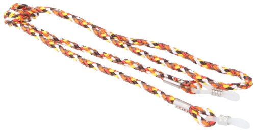 Farbenfrohe Flechtbrillenkordel mit Silikonschlaufe aus Nylon in Orange - Braun