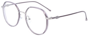 Gun-Silberne Bifokalbrille CASSANDRA mit Windsorring, aus leichtem Metall in individueller Sehstärke
