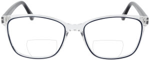 Schicke Bifokalbrille LILO aus transparentem Kunststoff & schwarzen Akzenten in individueller Sehstärke