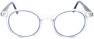 Transparente Einstärkenbrille GWENDA mit blauen Farbakzenten & in individueller Sehstärke