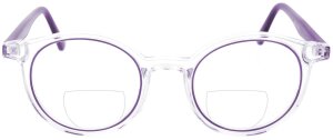 Transparente Bifokalbrille GWENDA aus Kunststoff mit violetten Akzenten und in individueller Sehstärke