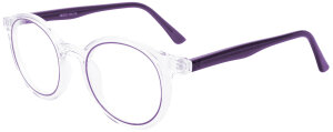 Transparente Bifokalbrille GWENDA aus Kunststoff mit violetten Akzenten und in individueller Sehstärke