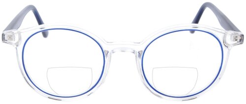 Transparente Bifokalbrille GWENDA aus Kunststoff mit blauen Akzenten und in individueller Sehstärke