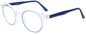 Transparente Bifokalbrille GWENDA aus Kunststoff mit blauen Akzenten und in individueller Sehstärke
