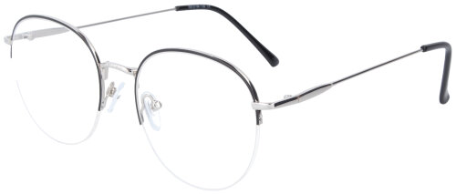 Elegante Einstärkenbrille ANDREA aus Metall in Silber - Schwarz & in individueller Sehstärke