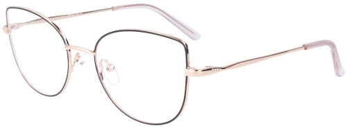 Elegante Einstärkenbrille LENI aus Metall in Roségold - Schwarz & in individueller Sehstärke