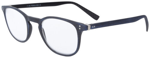 Schicke Kunststoff - Einstärkenbrille CEDAR in blauer Holzoptik, mit Federscharnier und individueller Stärke