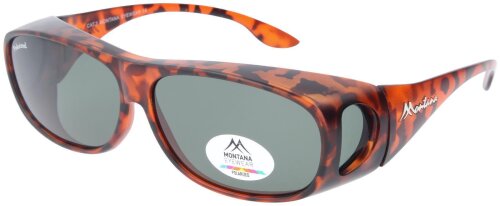 Montana polarisierende Sonnenbrille / Überbrille FO2B in Havanna Matt - grüne Tönung