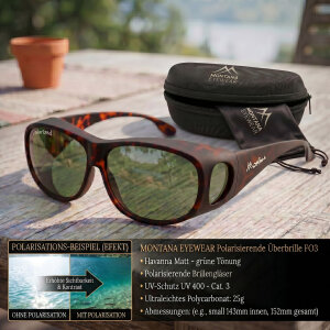 Polarisierende Montana Sonnenbrille/Überbrille FO3B Havanna Matt - grüne Tönung