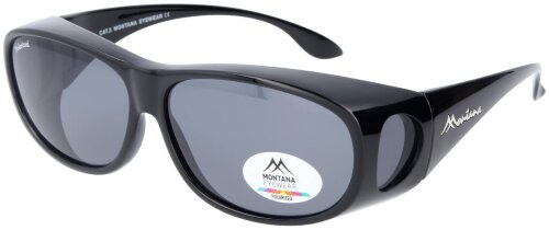 Polarisierende Montana Sonnenbrille/Überbrille FO3E Schwarz Glanz - graue Tönung