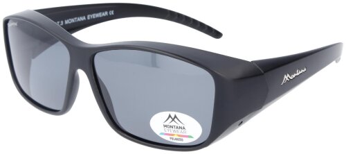 Polarisierende Montana Sonnenbrille / Überbrille FO4 Schwarz Matt - Grau