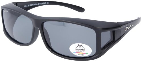 Montana polarisierende Sonnenbrille / Überbrille FO5 Schwarz Matt - graue Tönung