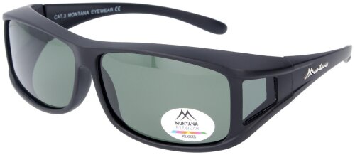 Montana polarisierende Sonnenbrille / Überbrille FO5A Schwarz Matt - grüne Tönung