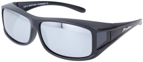 Montana polarisierende Sonnenbrille / Überbrille FO5D Schwarz Matt - silbern Verspiegelt