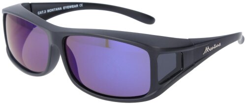 Montana polarisierende Sonnenbrille / Überbrille FO5E Schwarz Matt - blau Verspiegelt