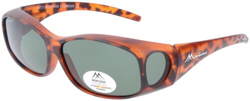 Montana Sonnenbrille / Überbrille MFO1 in Havanna Matt - grüne Tönung inkl. Etui