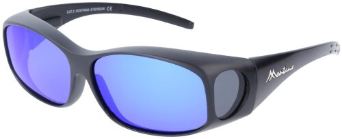 Montana Sonnenbrille / Überbrille MFO1E in Schwarz Matt - blau Verspiegelt inkl. Etui