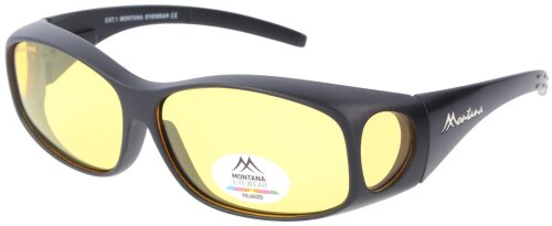 Montana Sonnenbrille / Überbrille MFO1F in Schwarz Matt - gelbe Tönung inkl. Etui