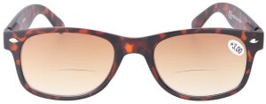 Zweistärkenbrille / Bifokalbrille / Sonnenbrille "WILLEM" mit großem Leseteil und schickem Design in Havanna