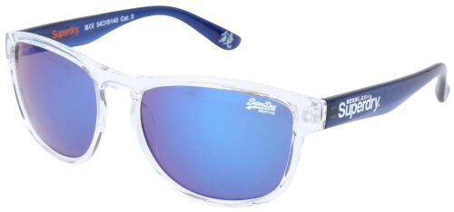 Verspiegelte Superdry Kunststoff-Sonnenbrille ROCKSTAR 175 in Transparent-Blau