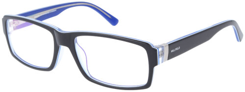 Klassische Kunststoffbrille STEFAN in Schwarz-Blau mit Federscharnier und individueller Stärke