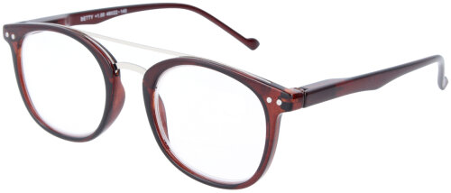 Lesebrille / Lesehilfe BETTY mit Federscharnier und Metallbrücke / Doppelsteg in Braun