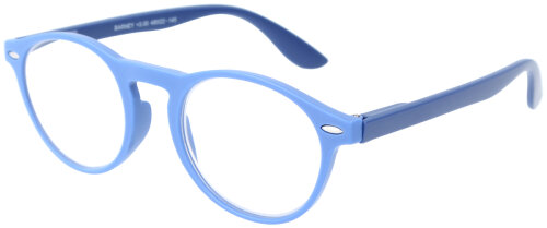 Runde Kunststoff-Lesebrille "Barney" in Blau mit hochwertigem Federscharnier