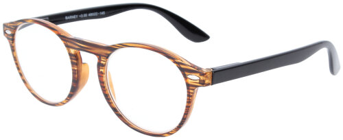 Runde Kunststoff-Lesebrille "Barney" in Braun mit hochwertigem Federscharnier