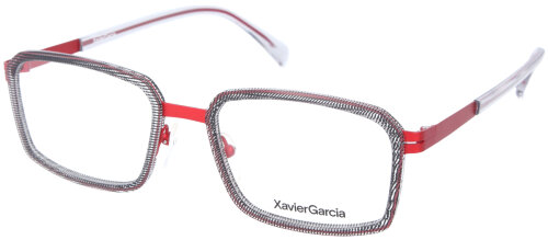 Stylische Kunststoff - Brillenfassung von XavierGarcia TOM C-1 in Schwarz - Gepunktet / Rot