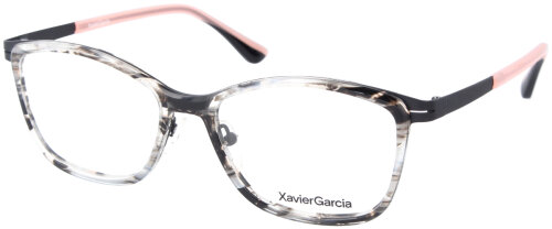 Stylische Kunststoff - Brillenfassung von XavierGarcia VEGA C-2 in Schwarz-Transparent / Rosa