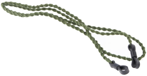 Spiralförmiges CROAKIES Stoff - Brillenband / -kordel mit Silikonenden in Waldgrün