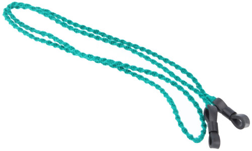 Spiralförmiges CROAKIES Stoff - Brillenband / -kordel mit Silikonenden in Petrol