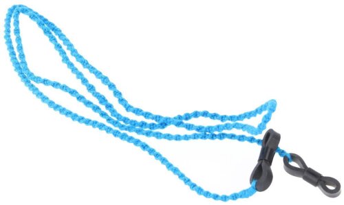 Spiralförmiges CROAKIES Stoff - Brillenband / -kordel mit Silikonenden in Blau
