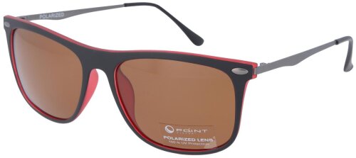 POINT Sonnenbrille P298018 C1 als Kunststoff - Metall - Kombination in Rot - Schwarz