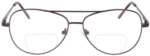 Metall - Pilotenbrille / Bifokalbrille / Zweistärkenbrille BIG PILOT in Braun im zeitlosen Design, Federscharnier und mit individueller Stärke