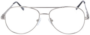Klassische Metall - Pilotenbrille / Einstärkenbrille PILOT MK2 in Silber, mit Doppelsteg, Federscharnier und individueller Stärke