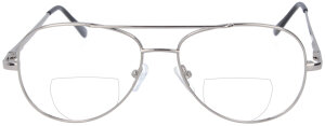 Klassische Zweistärkenbrille / Bifokalbrille PILOT MK2 in Silber mit Piloten - Form, Doppelsteg, Federscharnier und individueller Stärke