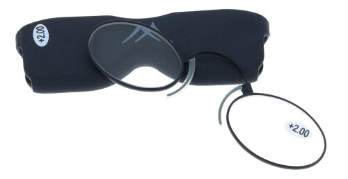 Praktischer Zwicker / Kneifer NR2  aus Metall als Not Lesehilfe / Not Lesebrille in Schwarz