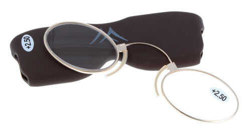 Praktischer Zwicker / Kneifer NR2  aus Metall als Not Lesehilfe / Not Lesebrille in Gold