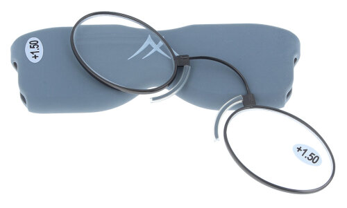 Praktischer Zwicker / Kneifer NR2  aus Metall als Not Lesehilfe / Not Lesebrille in Gun