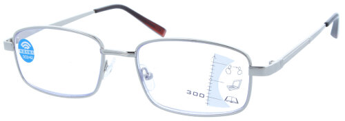 Erweiterte Lesebrille / Gleitsichtbrille CONNY in Silber - Arbeitsplatzbrille mit Blaulichtfilter + 2,00 dpt
