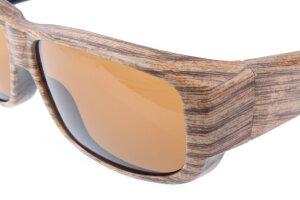 Sportliche Überbrille / Sonnenbrille im Holzlook mit Sonnenschutz und Polarisation inkl. blauem Sportetui in Leinenoptik
