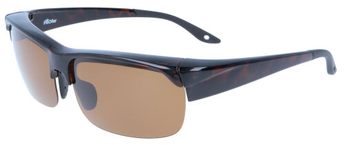Überbrille / Sonnenbrille im sportlichen Design mit verstellbaren Nasenpads und Polarisation in Havanna mit Etui in Leinenoptik