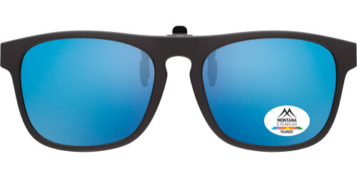 Vorhänger/ Clip on - Sonnenschutz mit Polarisation - schwenkbar - in Schwarz / Blau