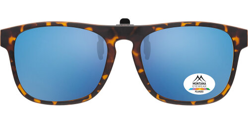 Vorhänger/ Clip on - Sonnenschutz mit Polarisation - schwenkbar - in Havanna / Blau