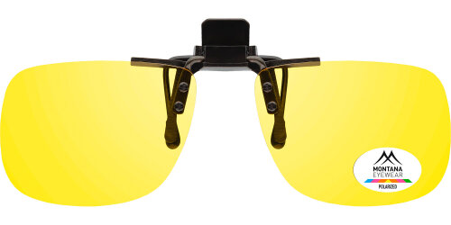 Sonnenclip / Sonnenschutzvorhänger in Klein - mit Polarisation , klappbar in Gelb