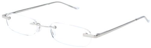 Lesebrille randlos aus silbernem Metall PETER mit Federscharnier