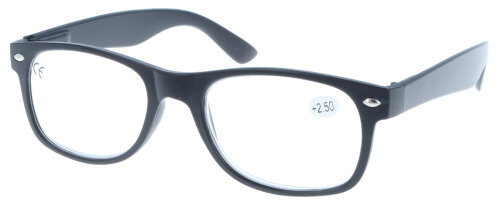 Klassische Kunststoff - Lesebrille / Lesehilfe JEFF mit Federscharnier in Schwarz
